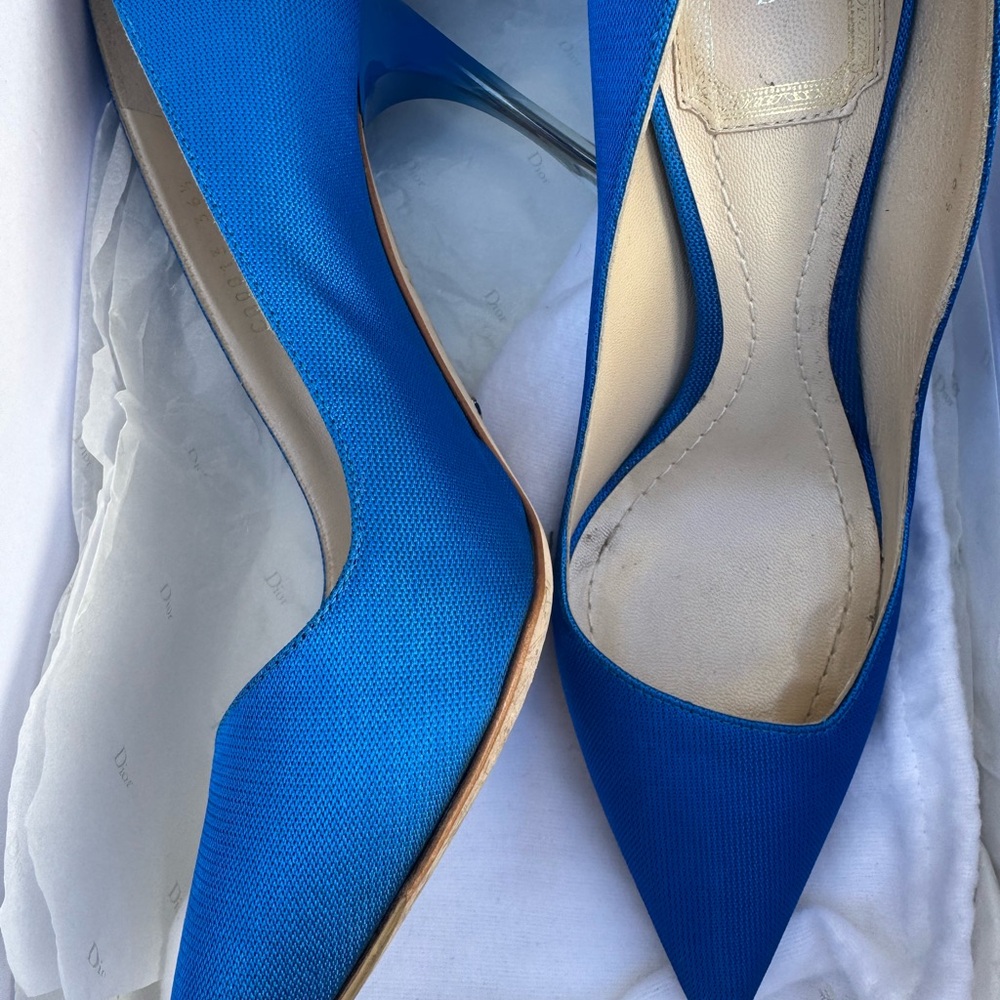 Christian Dior Songe Perspex Heel Blue Pointed Toe Pumps - Picture 3 of 11